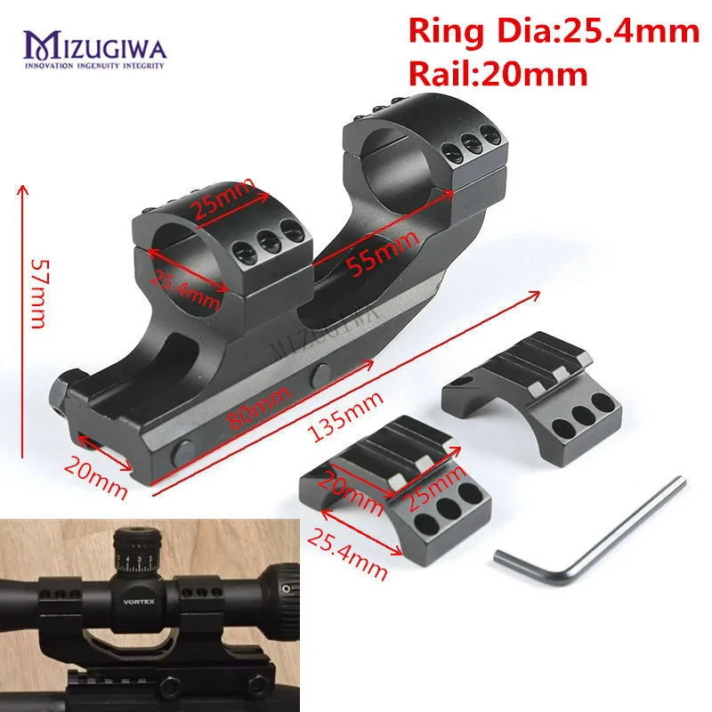 MIZUGIWA сверхмощный прицел крепление 25,4 мм " Двойные кольца консольная Плоская верхняя винтовка 20 мм Picatiiny Rail Weaver крепление Охота Тактический