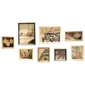 

Vintage Wooden Photo Frame Set Decorative Wall Hanging Accessories Living Room Bedroom Photo Frame Wall Decoration Furnishing