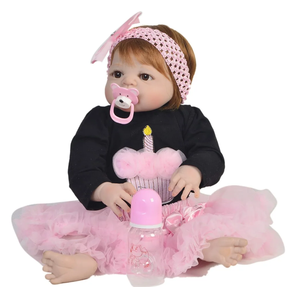 55 см всего тела силикона Reborn Baby Doll игрушка как настоящие 22 дюйма для новорожденных девочек принцесса для малышей Кукла Xmas подарок на день