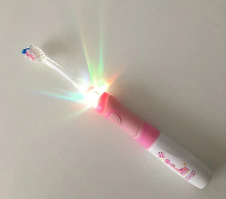 Звуковая электрическая зубная щетка с аккумулятором для детей, детская зубная щетка с аккумулятором, дизайнерская мультяшная щетка с красочным Светодиодный светильник(возраст 3