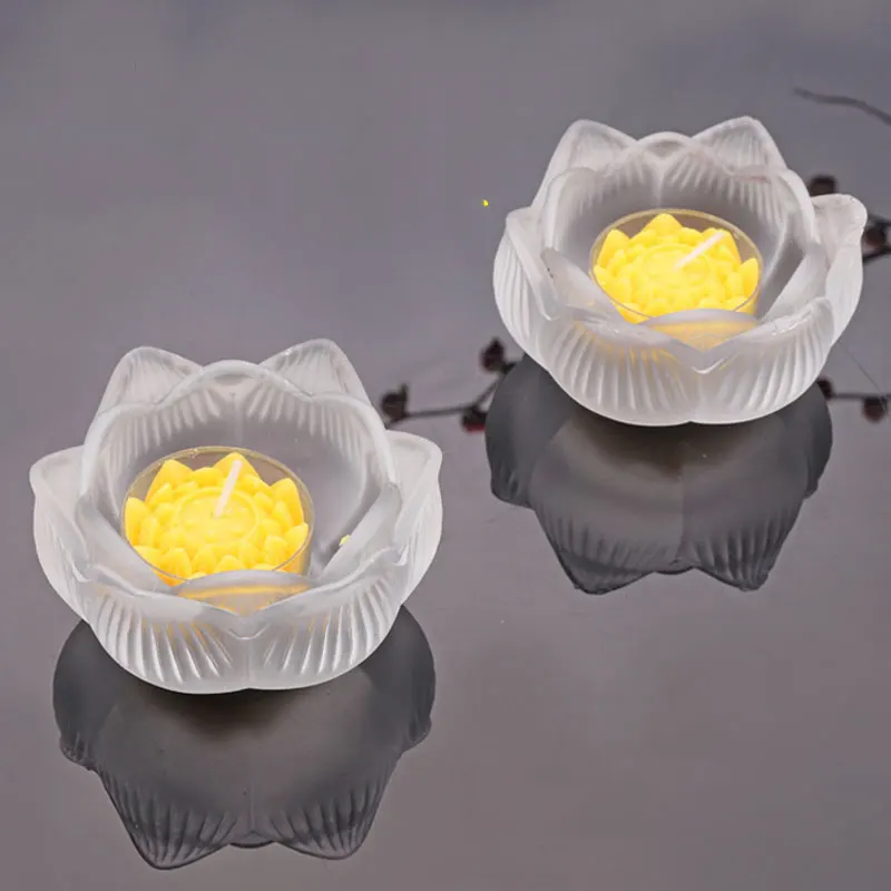 

1pc 1.57x3.14inch Lotus Candle Holder Glass Combination Home Decor Perfect Bridal or House Warming Gift or Business Gift
