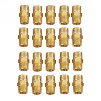 

20 Pcs Brass Hex Nipple 1/8 BSP to 1/8 BSP External Thread Brass Pipe Hex Nipple Fitting Quick Adapter