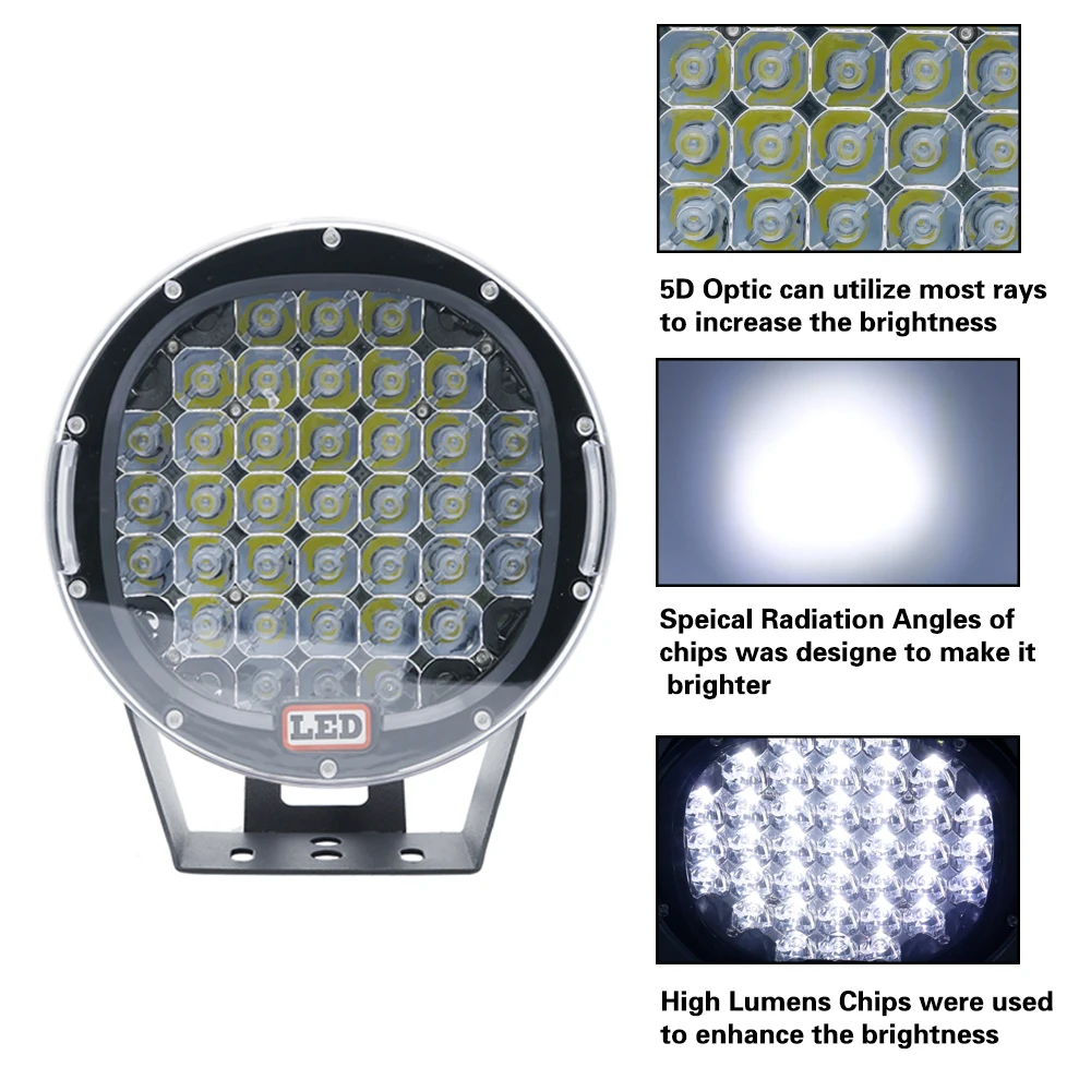 185 Вт 9 дюймов круглый светодиодный дальнего света 12 В 24 в светодиодные выключения светодиодные уличные лампы Рабочий свет для внедорожника ATV UTV 4WD 4X4 16500LM x1pc