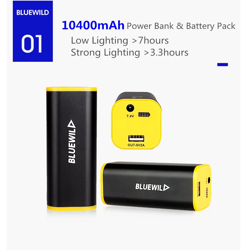 Sale BLUEWILD M1 Waterproof Bicycle Light CREE T6 XM-L2 LED 2000 lumen Cycling Lamp Bike Light 10400mAh Power Bank Charge for iPhone 13