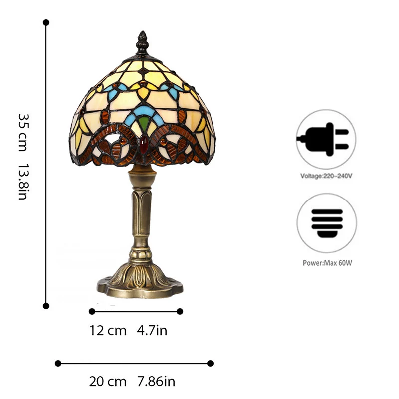 Artpad американские витражные настольные лампы Турецкая мозаика E27 Базовая стеклянная лампа для спальни прикроватная Винтажная настольная лампа 110 В 220 В