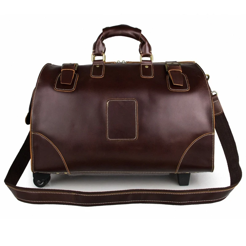 Мужской модный чемодан на колесах сумка из натуральной кожи дорожная сумка винтажная коровья кожаная сумка для багажа дорожная сумка