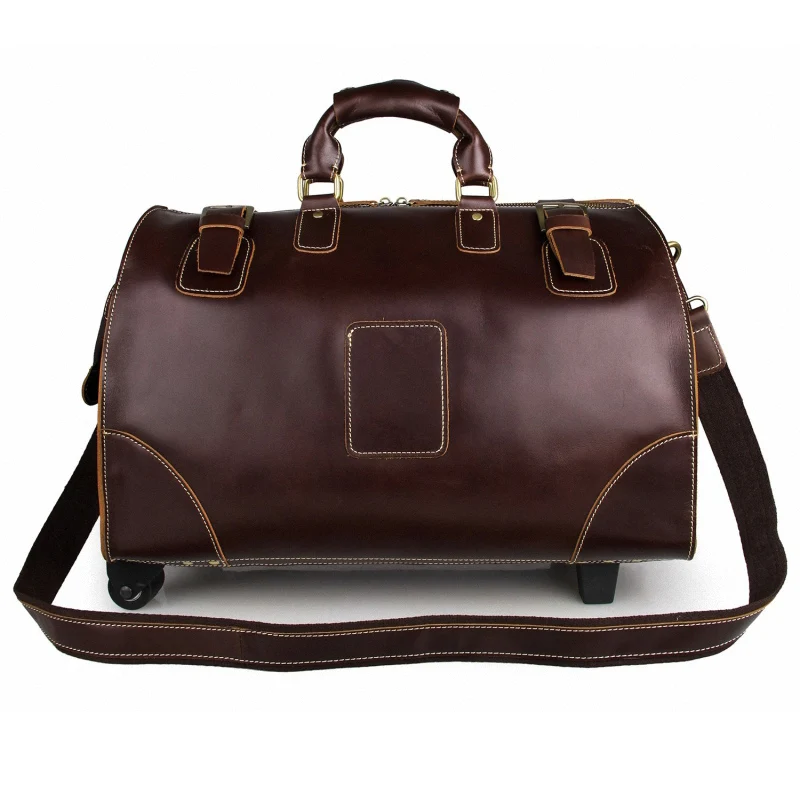 New Men Fashion Trolley Luggage Bag Genuine Leather Travel Bag Vintage ...