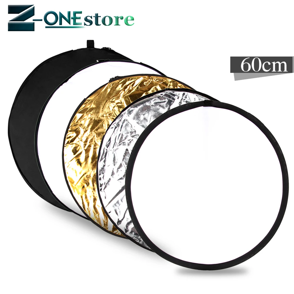 

60cm 24" Round Photography Reflector 5 in 1 Photography Collapsible Multi-Disc Light Reflector with Zipped Round Carrying Bag