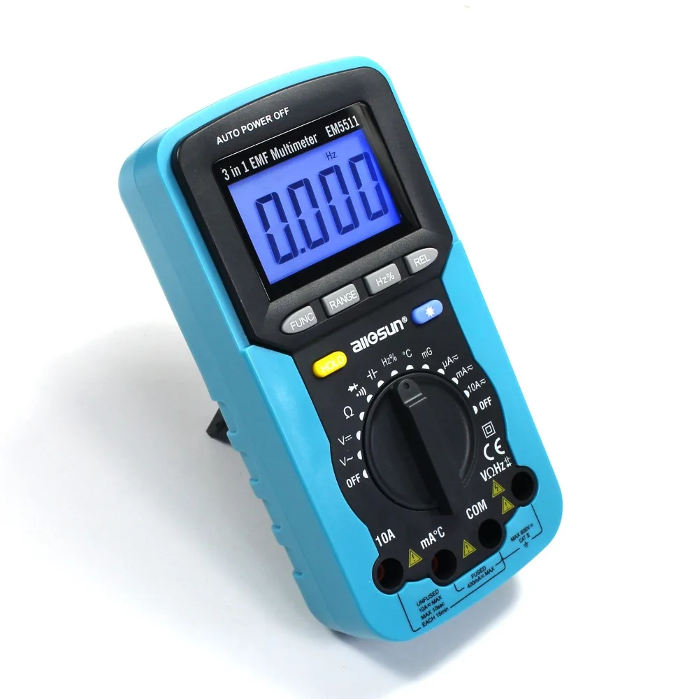 Универсальный EM5511 EMF Цифровой мультиметр 3 в 1 Подсветка ЖК дисплей Тестер