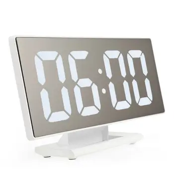 

LCD Display Snooze Digital Alarm Clock For Desk Table Desktop Mirror Clock With Led Light Modern Design Decorative Home Clock