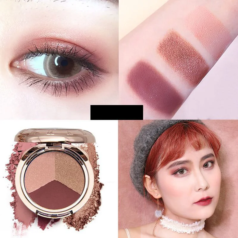 

3 Colors Women Girls Eye Shadow Palette Smokey Matte Waterproof Glitter Eyeshadow No fading Makeup Cosmetics Tools