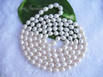 

47" AAA Long 8-9mm White Tear Drop Real Freshwater Pearl Chain Necklace