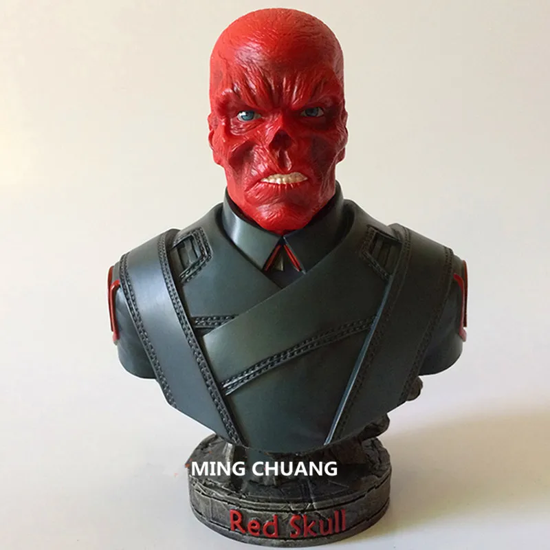 

Statue Supervillain Red Skull Bust Captain America Enemy Half-Length Photo Or Portrait Resin Action Figure Collectible Model Toy