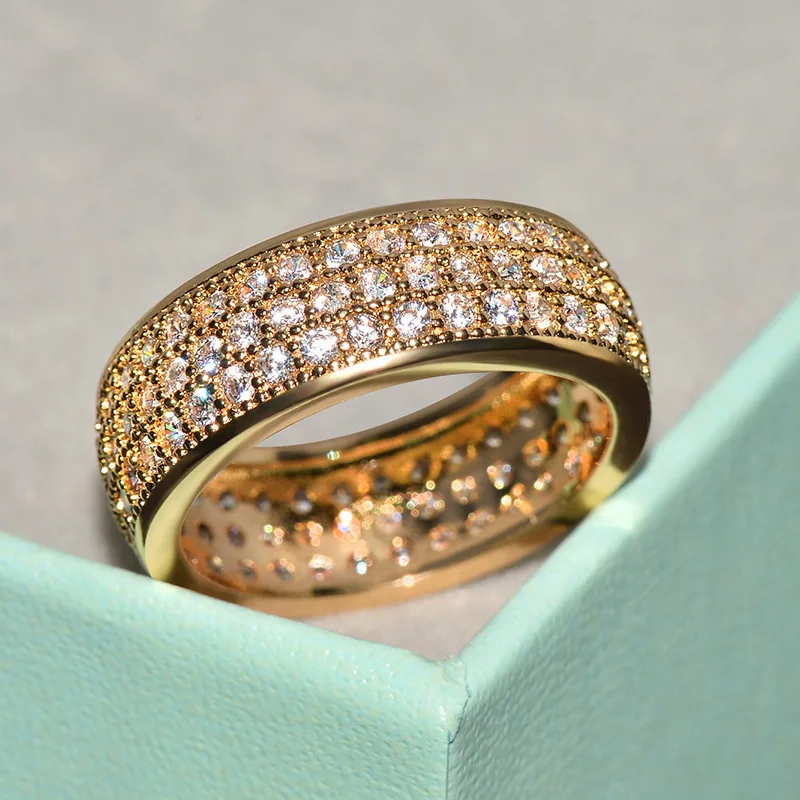 Новая мода Большой мужской женское кольцо на палец Циркон Обручальное кольцо с камнем Серебро Золото Цвет большие свадебные кольца для мужчин