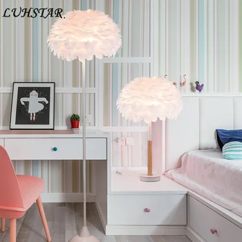 

Creative Nordic Lamp White Warm Feather Table Lamp Bedside Bedroom Lamp Romantic Living Room Postmodern Home Deco Light Fixtures
