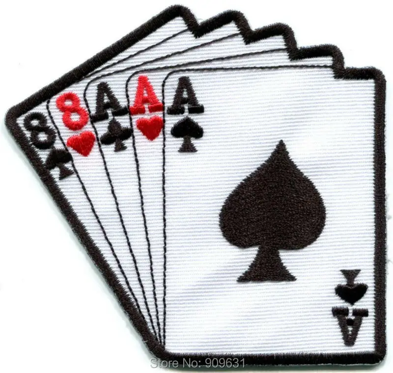 

Full house aces eights playing cards biker retro applique iron-on patch