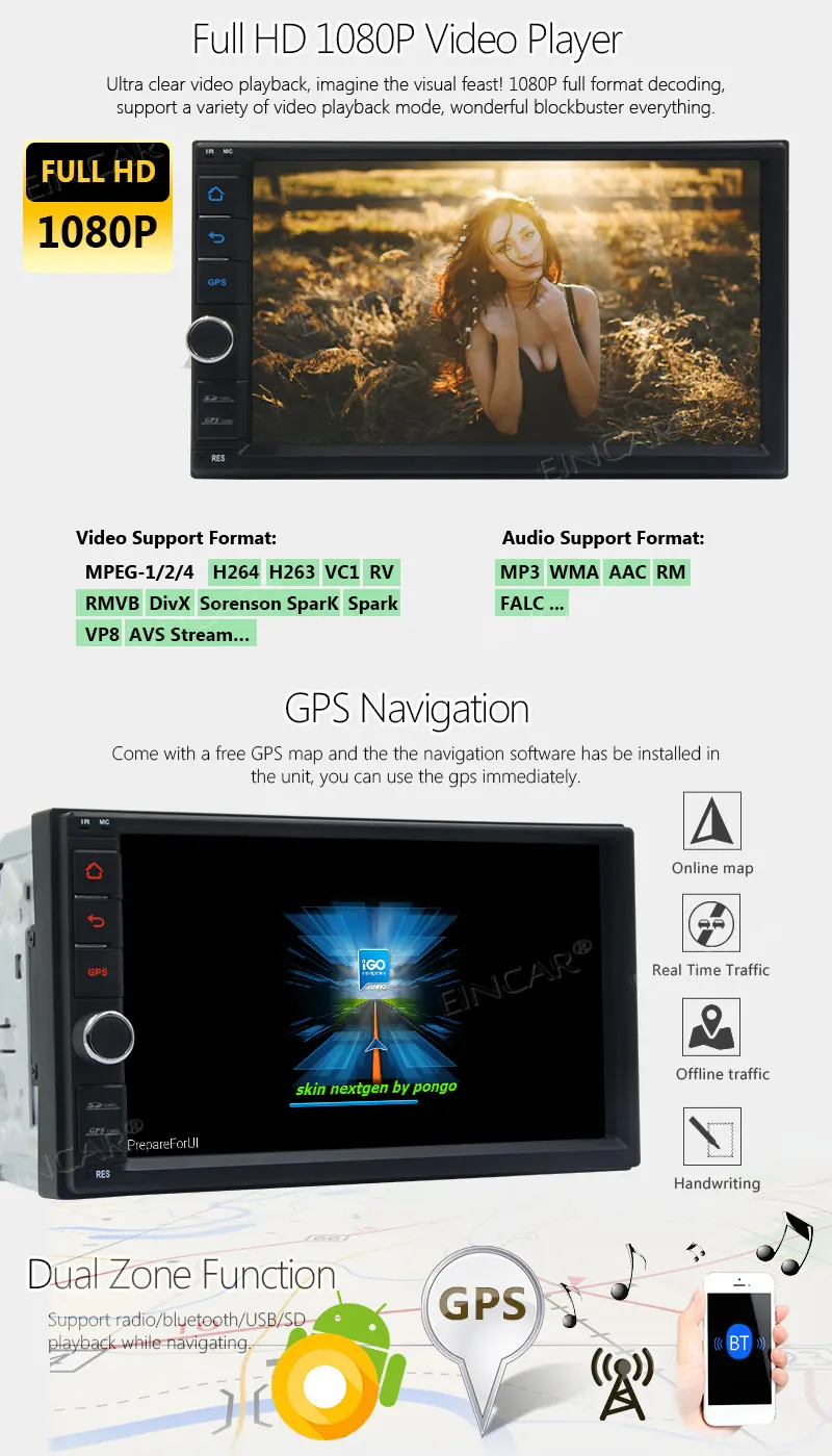 Flash Deal Car Radio 7"HD Touchscreen Android 8.1 Car Navigation Stereo in Dash 2 Din Car Entertainment Multimedia Headunit Support FM/AM 4