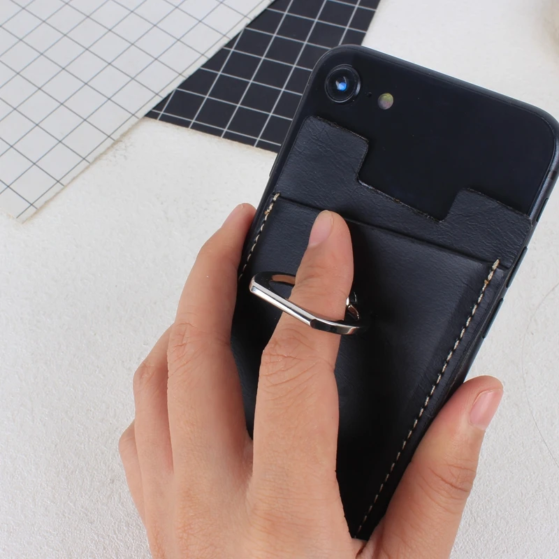 Wallet Leather Finger Ring Mobile Phone Smartphone Stand Holder For iPhone X 8 Universal Phone holder Car Mount For Samsung