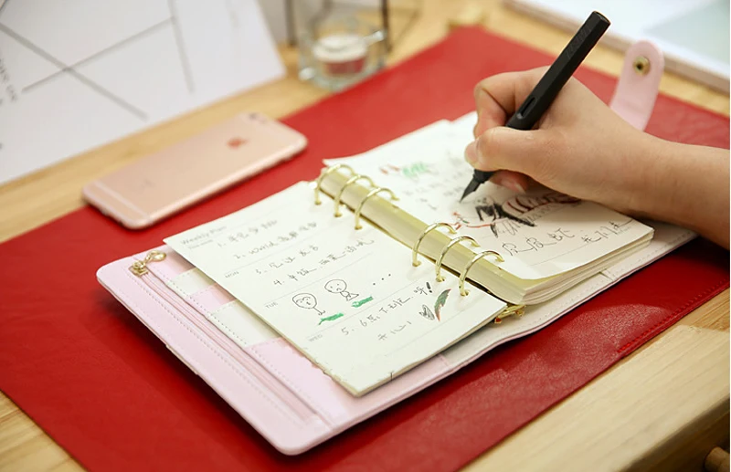 Macaron Cute Leather Spiral Notebooks Planner Notepad Agenda Organizador Office School Diary binder Weekly Planner stationery A6009