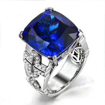 

Jewelry Qi Xuan_AAA Blue Stone Rings_Fashion Ring_S925 Solid Silver Fashion Blue Stone Ring_Manufacturer Directly Sales
