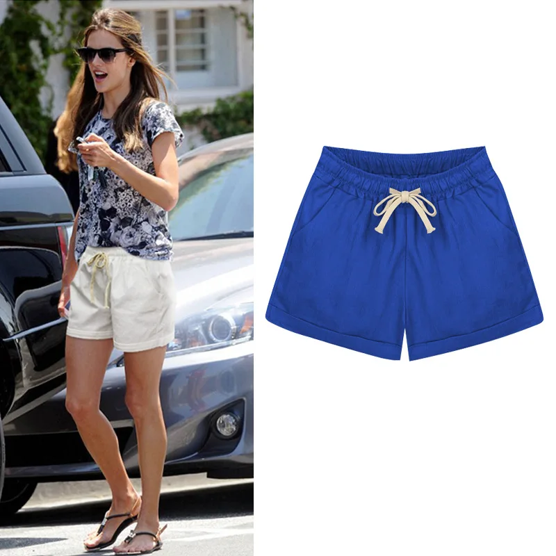 2017 Summer Plus Size Shorts Women Elastic Waist Wide Leg Short Pants lady Mid Waist Cotton Casual Shorts 2017 Summer Plus Size Shorts Women Elastic Waist Wide Leg Short Pants lady Mid Waist Cotton Casual Shorts