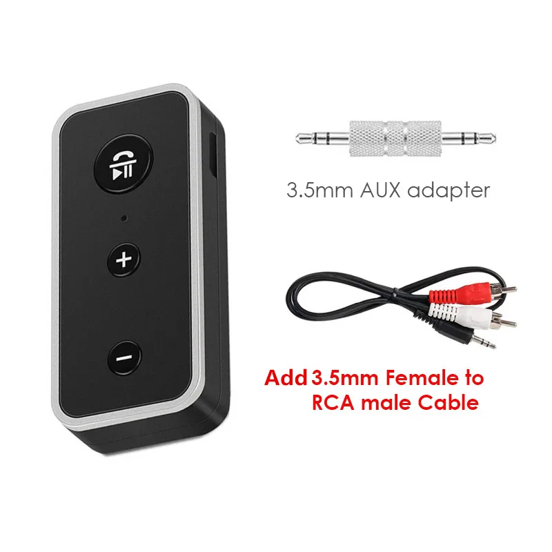 VIKEFON Bluetooth 5,0 приемник музыкальный Bluetooth адаптер 3,5 мм AUX разъем для автомобильного динамика беспроводной стерео Bluetooth аудио приемник - Цвет: Add RCA Cable