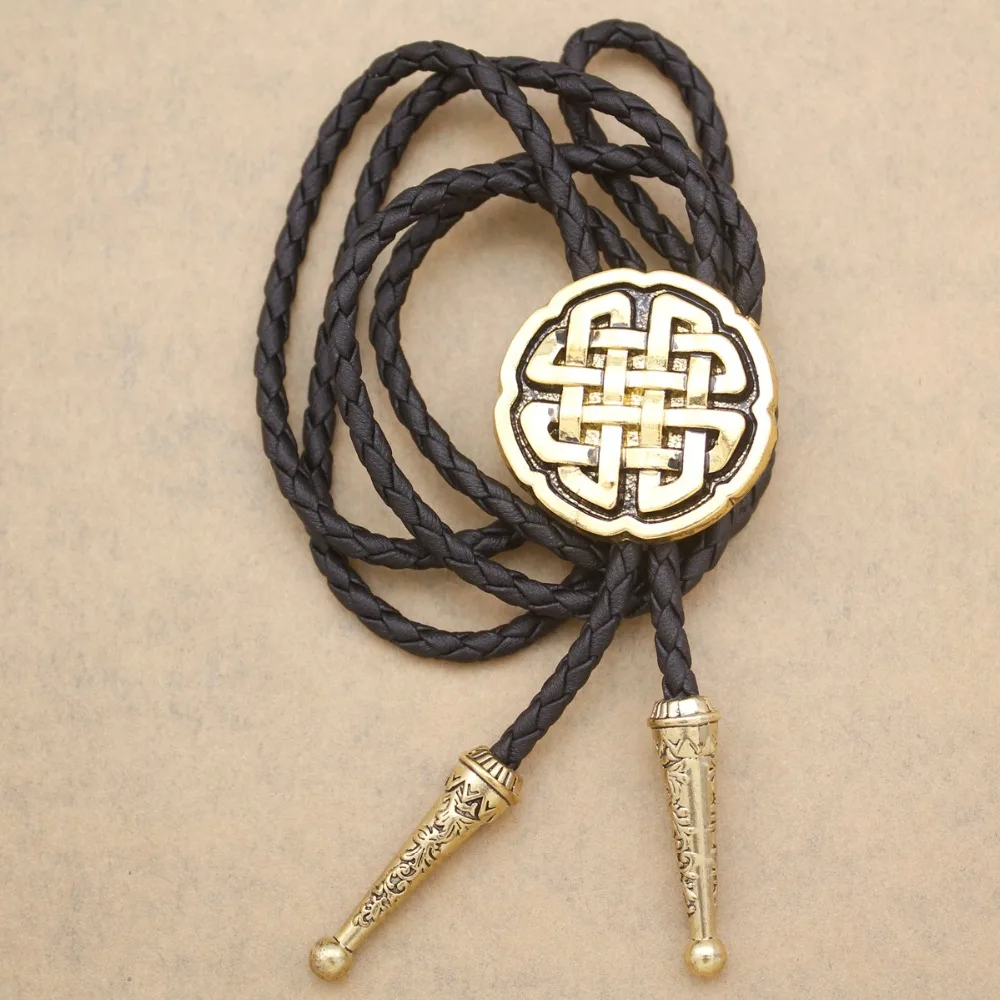 Leather Wedding Necktie Mens Western Bolo Ties Tie Celtic Knot