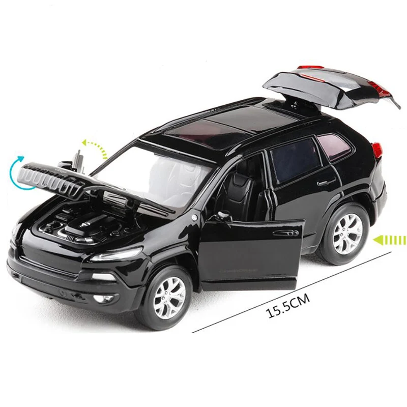 1:32 высокое моделирование джип Grand Cherokee модель SUV игрушечный автомобиль Стайлинг Domineering сплав литья под давлением модель V045 - Цвет: Black