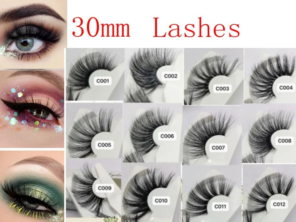 

New more than 25 mm eyelashes 30 mm 3D mink eyelashes long hairy eyelashes large dramatic tape with thick false eyelashes