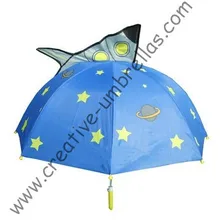 Детский зонтик, детский мультяшный зонтик с животными-голубая ракета, автоматическое открывание. 8 мм металлический вал и рифленые ребра, безопасные детские Зонты