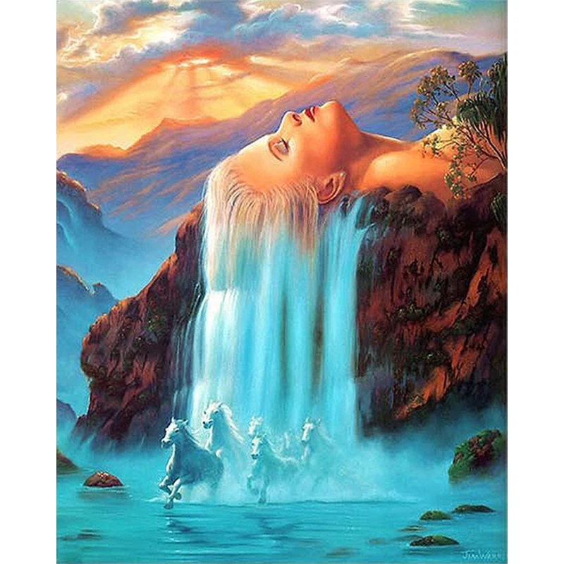 

ArtSailing Picture by numbers Fantasy Waterfall paintings by numbers Modular wall paintings DIY Kit set with Frame NP-162