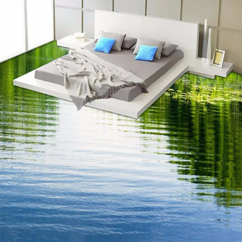 

Custom 3D Floor Wallpaper Clear Lake Nature Landscape Bathroom Floor Sticker Mural Decor PVC Self-adhesive Wallpaper Waterproof