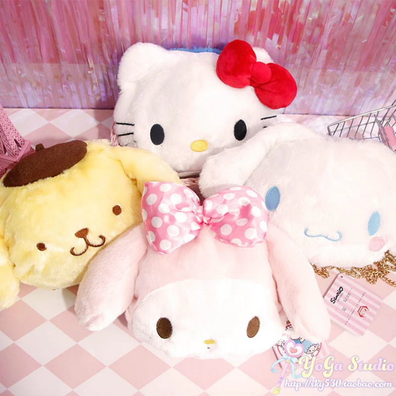 

Cartoon Cute Hello Kitty My Melody Cinnamoroll Pompompurin Plush doll Crossbody Bag Children Wallet Purse bag for Girls Gifts