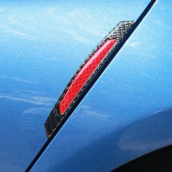 

Set Red PC Plastic Bumper Reflective Sticker Accessories Kit 4pcs Set Reflector Decal Carbon fiber Car Safety Strip