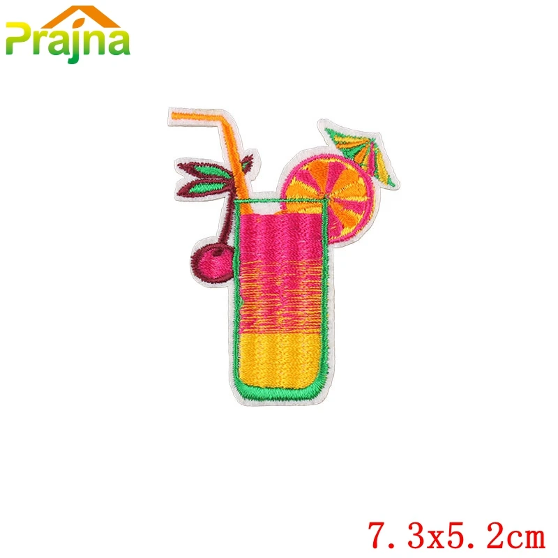 Prajna/модные нашивки в виде напитков, вышитые железные нашивки для одежды, милые наклейки в виде конфет на одежду, аппликация для детских футболок - Цвет: Зеленый