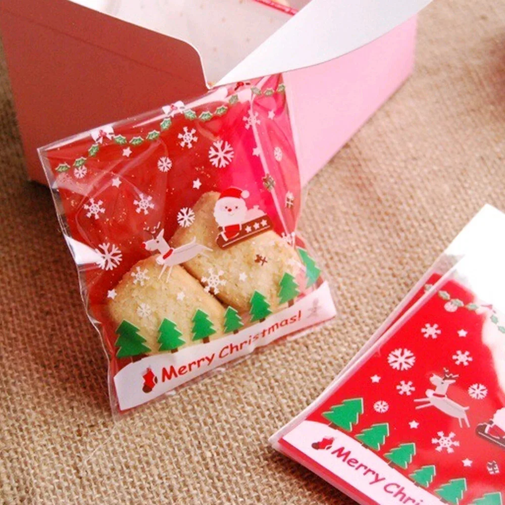 100pcs/lot Plastic bag cookie bags Self adhesive Biscuits Snack Baking