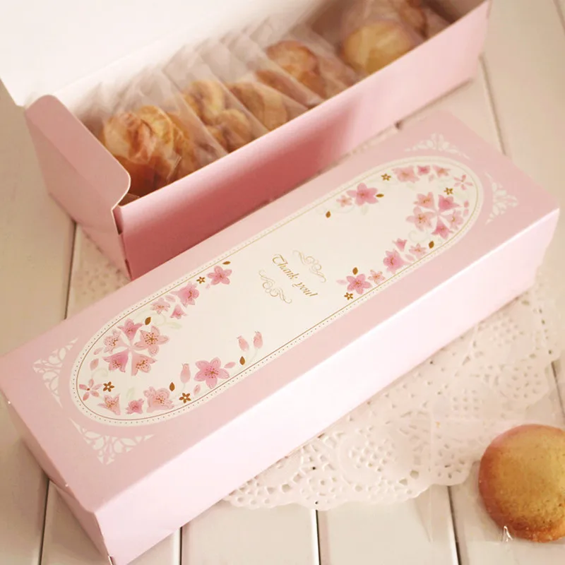30pcs/lot New romantic pink flower macaron box moon cake biscuit box
