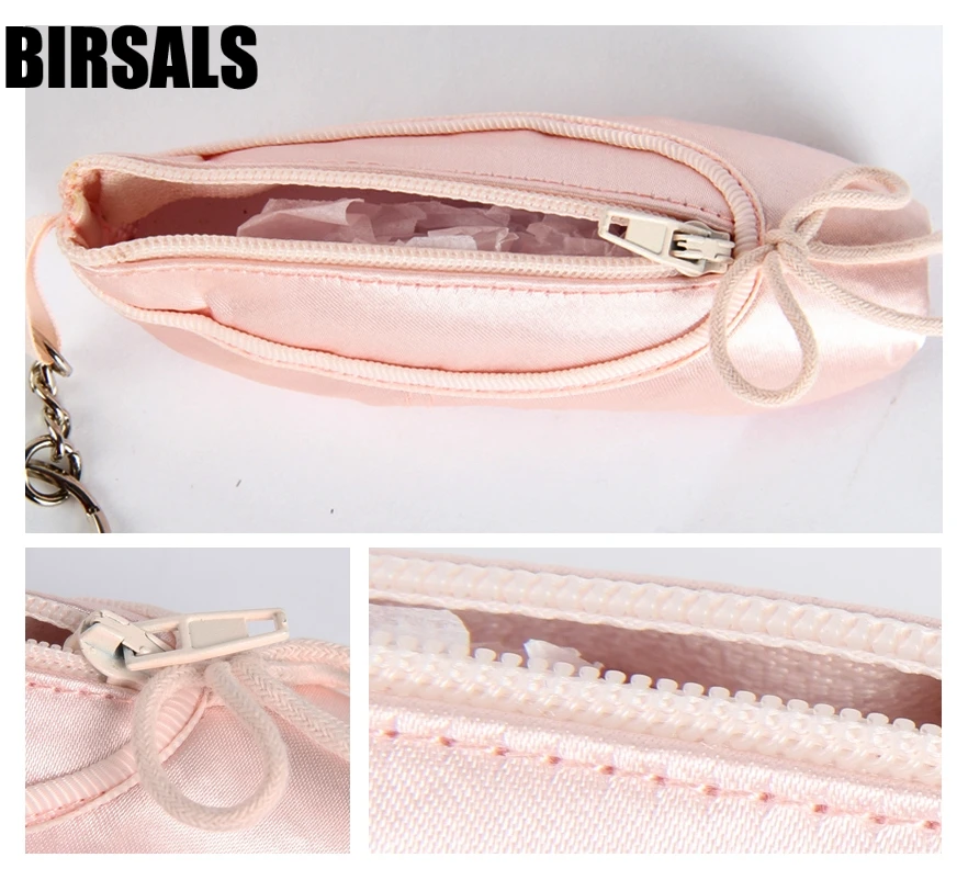 girls child professional satin ballet pointe shoe coin purse ballerina keyring wallet ballet key ring gifts key chain kids022