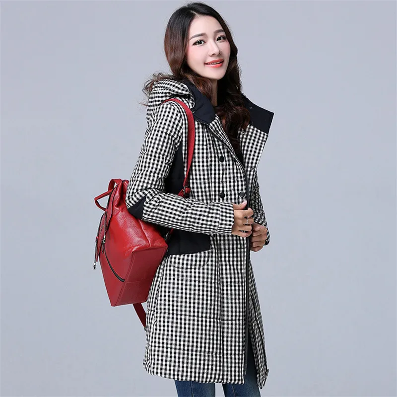 Longues Plus Amérique Europe Black 2018 Longue Size Plaid Red Plaid Cx399 Mince À Nouvelle Manches Bureau Blue Manteau Parka Femmes D'hiver Capuche navy Manteaux Épais Lâche Chic Plaid dark wq7OZwYt