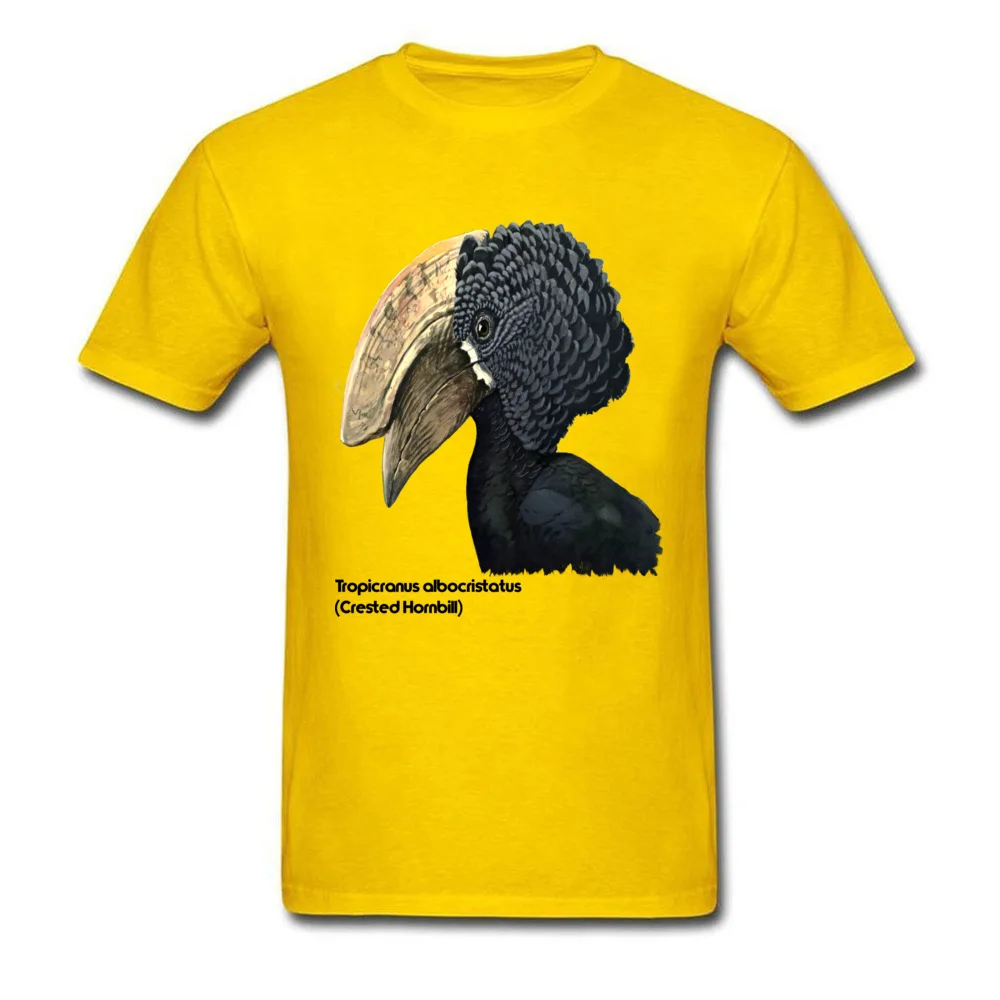 Normal Normal Male Tshirts Rife Mother Day Short Sleeve Round Neck Cotton Fabric Tops Shirt Custom Tops Shirt Free Shipping Crested Hornbill Bird Handsome Bill and Feathers yellow