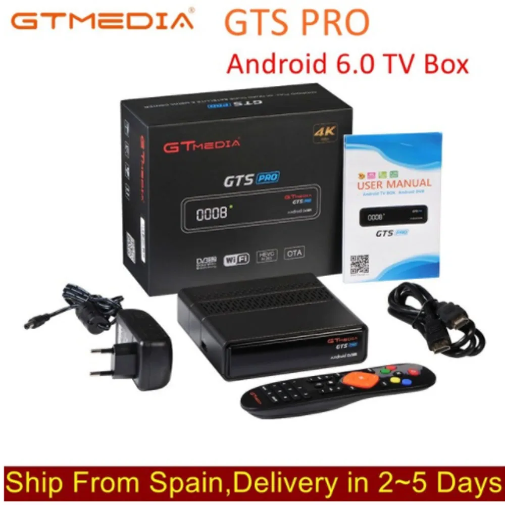 

IPTV GTmedia GTS PRO Android 6.0 TV BOX+DVB-S/S2 Smart TV BOX Built-In WiFi HD 4K Remote Control Satellite Receiver Set Top Box