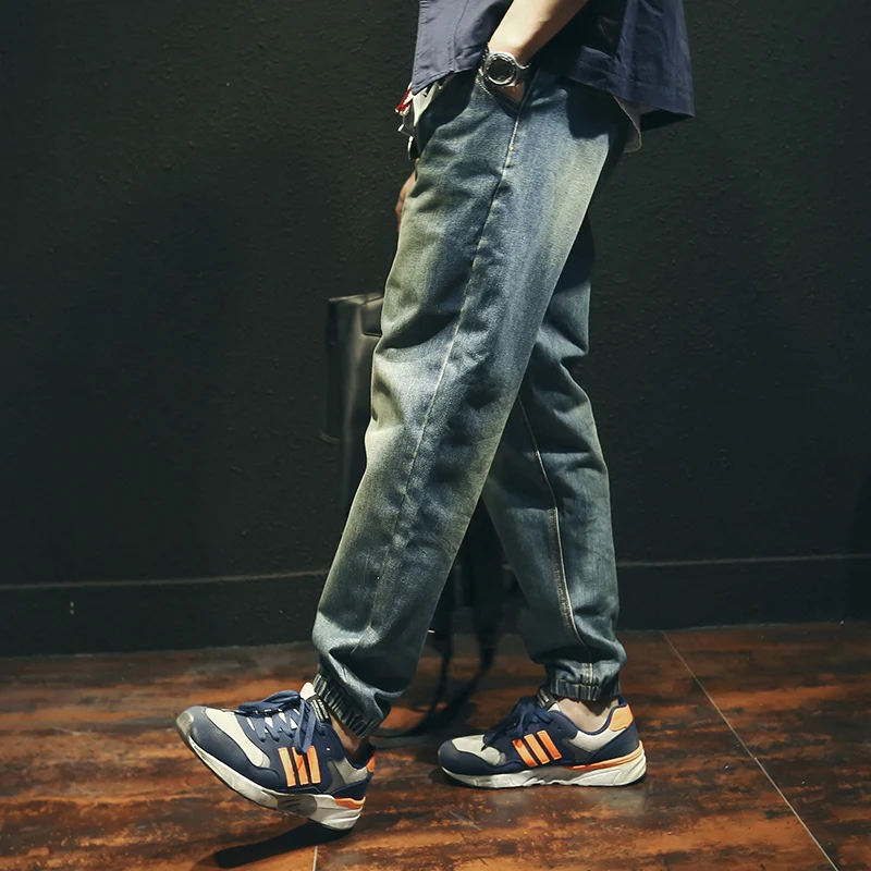 2016 new men's pants Haren big blue jeans pants pocket elastic waist