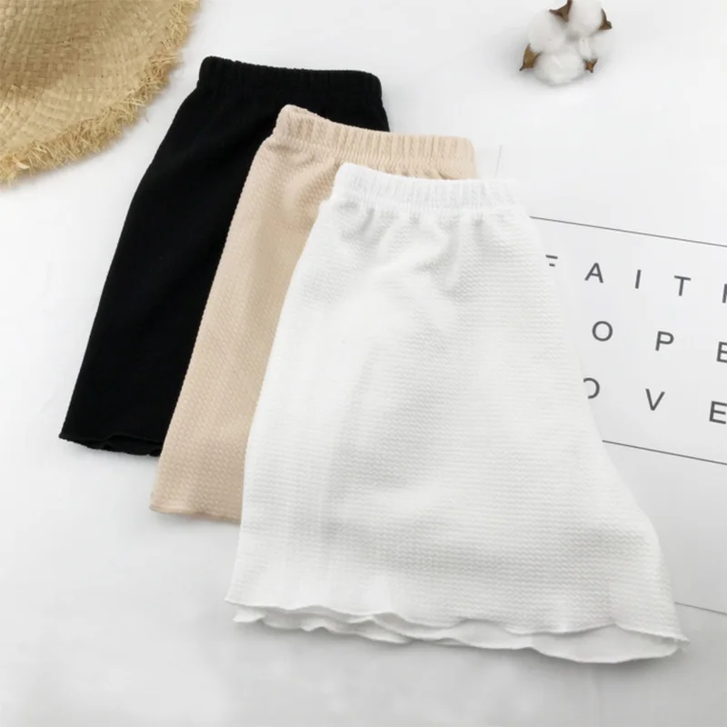 

2019 Summer Anti-lighting Small Curling Ladies Short Skirt Leggings Stretch Ultra-thin Solid Color Sports Pants