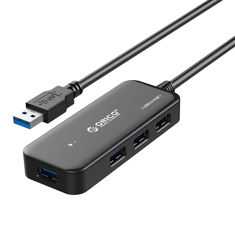 ORICO USB 3,0 концентратор 4 порта мини концентратор Поддержка OTG функция для MacBook ноутбук планшетный компьютер OTG usb-хаб 15 см длина кабеля - Цвет: Черный