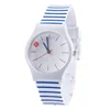 High Quality Blue Striped Strap Dial Kids Children's Boy Girls Silicone Quartz Wristwatch 2