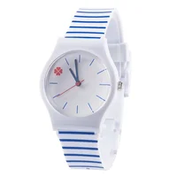 High Quality Blue Striped Strap Dial Kids Children's Boy Girls Silicone Quartz Wristwatch 2