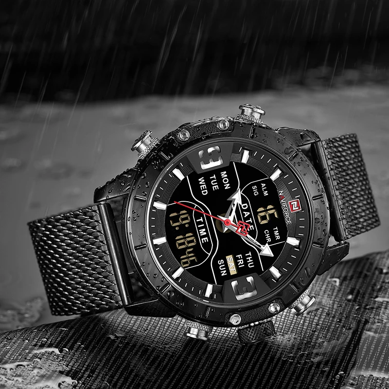 Мужские часы NAVIFORCE 9153 спортивные армейские водонепроницаемые с