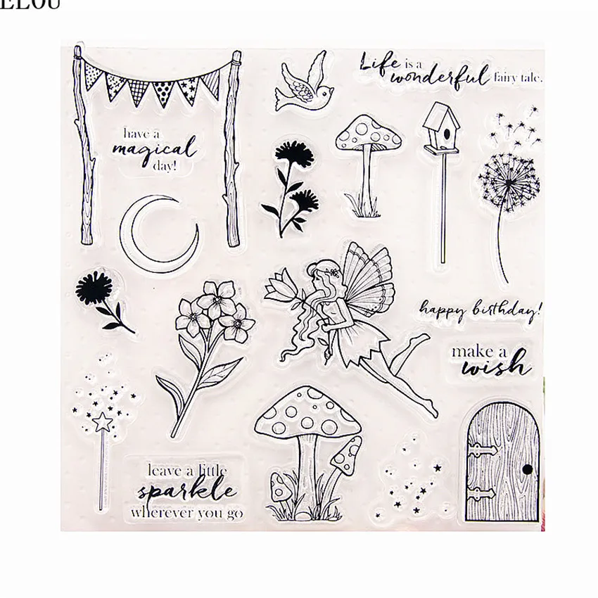 

PANFELOU The mushroom fairy Transparent Silicone Rubber Clear Stamps cartoon for Scrapbooking/DIY Christmas wedding album