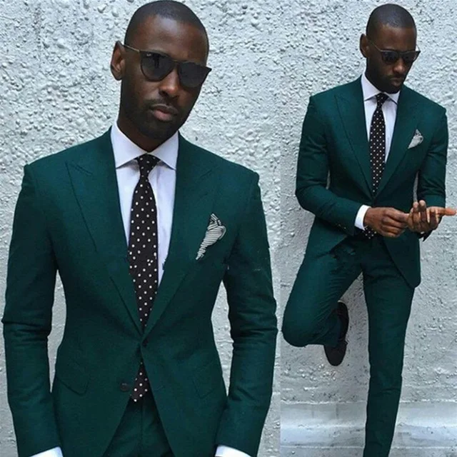 Green men's suit African style slim dress tailored luxury men's wedding