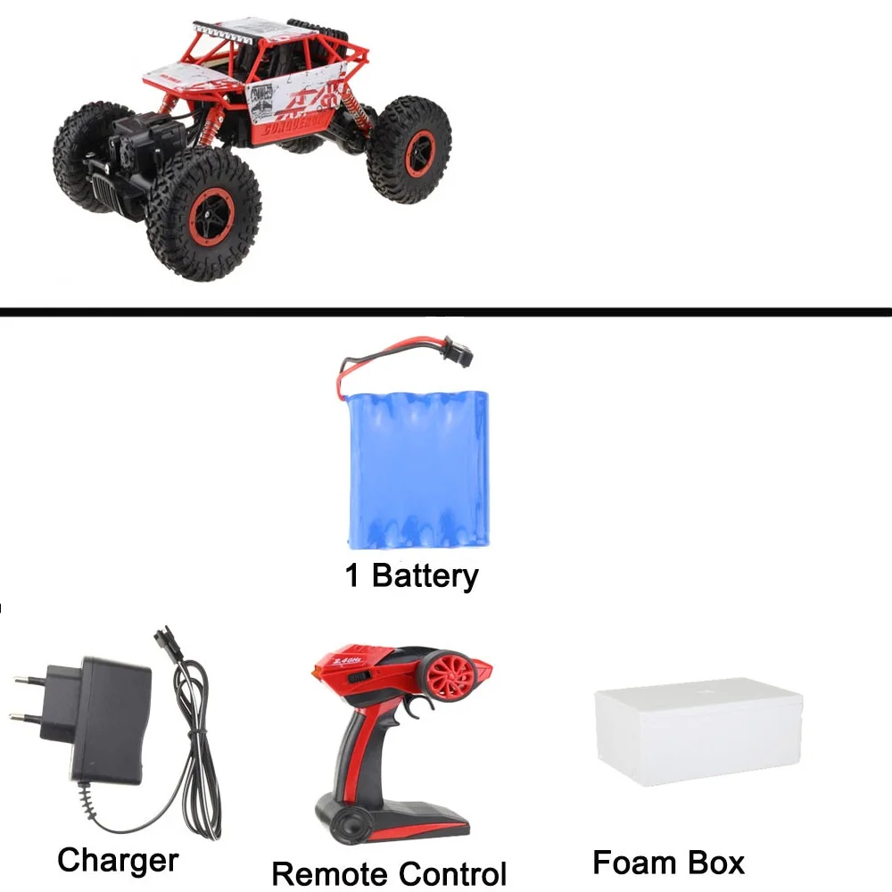 Радиоуправляемая машина 4WD 2,4 GHz скалолазание ралли скалолазание машина 4x4 двойные двигатели Bigfoot автомобиль пульт дистанционного управления модель внедорожника игрушки - Цвет: red  1battery